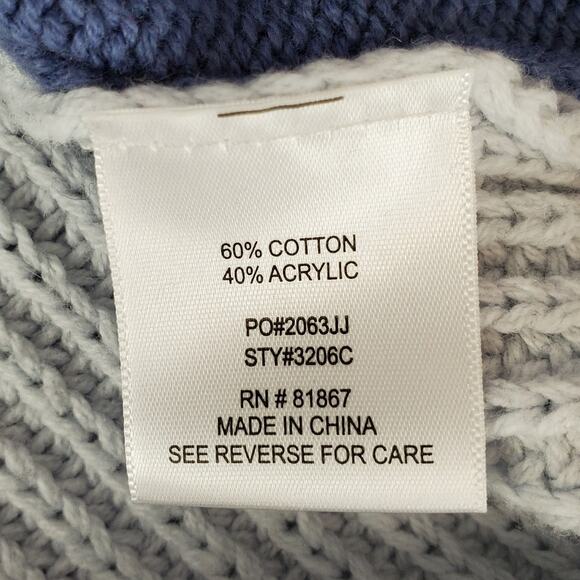 Olivia Sky Retro Grandma Sweater L Blue Chunky Mixed Media Knit Cozy Cardigan - Picture 7 of 11